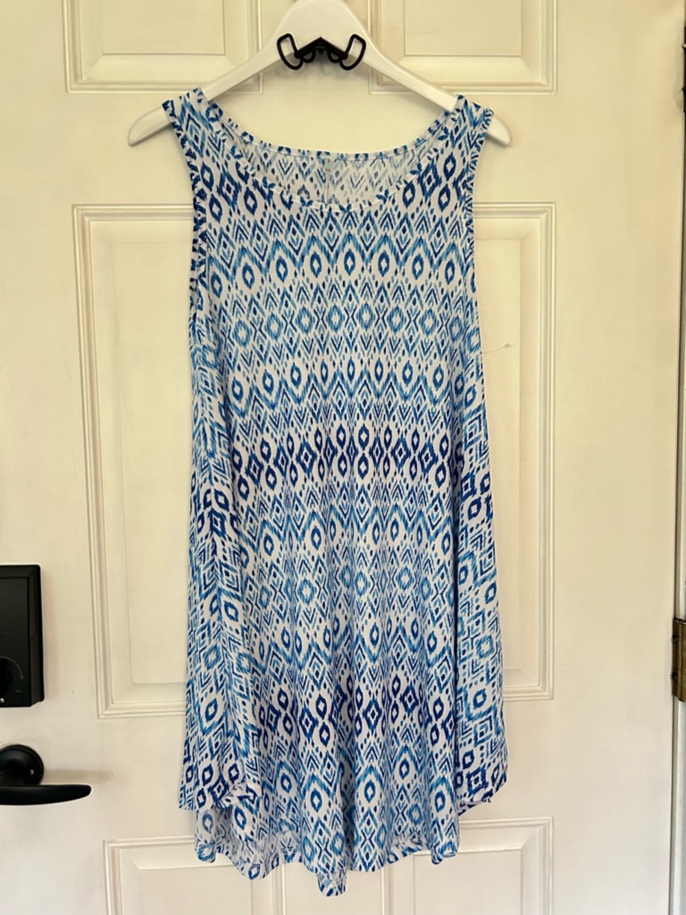 Sleeveless Blue Printed Mini Dress - Casual Summer Dress